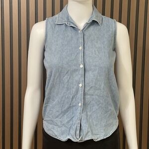 Gap Women's M Blue Shirt Cotton Button Up Top‎ Denim 90s  Minimalist Vintage